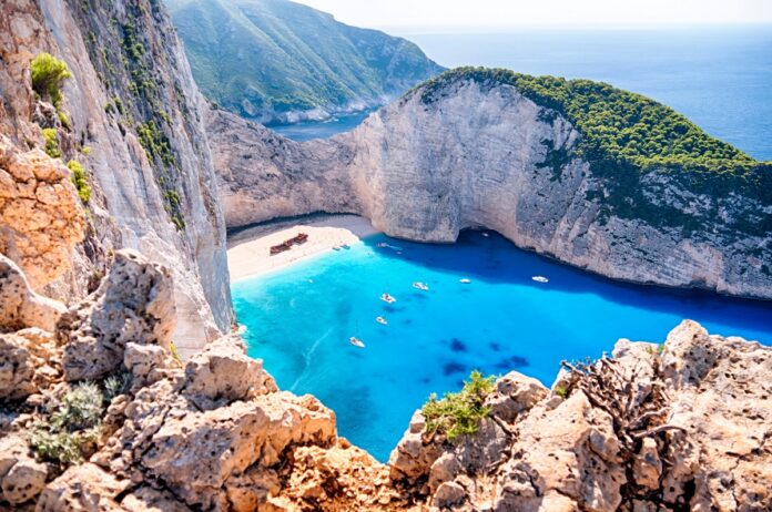 Navagio,Beach,With,The,Famous,Wrecked,Ship,In,Zante,,Greece